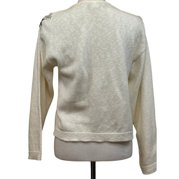 Judy Meyers for Designer Times white sweater/stars, medium, celestial, eclectic - Picture 3 of 8